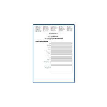 Product questionnaire on site Krone Filter